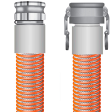 Medium-Duty Water Suction and Discharge Hose - Clear PVC Tube, Synthetic Textile Braid, Orange PVC Helix - 2" ID, 2.6" OD, 100 PSI - Industrial Hose
