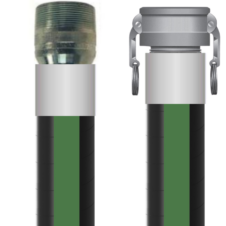 Industrial Water Suction Hose - Heavy Duty EPDM Tube with Steel Helix & Cam X NPT Fittings, 2 inch ID, 150 PSI Pressure Rating